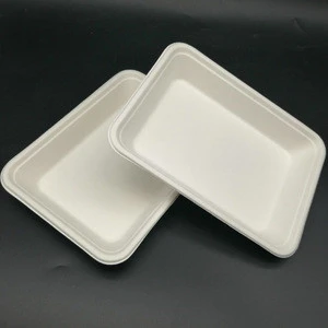 Bagasse Pulp Disposable Packaging Food Biodegradable Supermarket Meat Packaging Food Tray