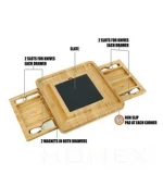 Bamboo Cheese Board with Stainless Steel Cutlery Set, Removable Slate Cheese Cutting Board set