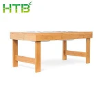 Bamboo Elevated Pet Feeder Double Bowl Raised Stand Comes