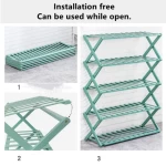 Bamboo Folding Multi Functional Household 4 Layer 2 Tier Simple Cabinet Door Economical Foldable Wooden Shoe Rack