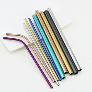 Bar accessories metal bubble tea straw with Gold Silver Rose Gold colour