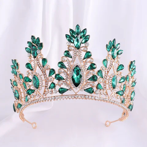 Buy Baroque Bride Crown Ball Beauty Pageant Blue Red Green Headdress ...