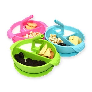 BHD BPA Free Unbreakable Flexible Microwave Safe Oven Safe Indoor and Outdoor Use Silicone Baby Bowls with Suction