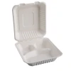 Biodegradable 3-com take away paper bio food container clamshell package