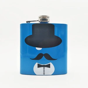 Birthday modern custom ombre polished steel hip flask