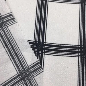 Black and white plaids pattern printed ramie cotton natural fabric for clothes