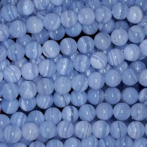 Blue Lace Agate Gemstones,  Blue Chalcedony Loose Round Beads