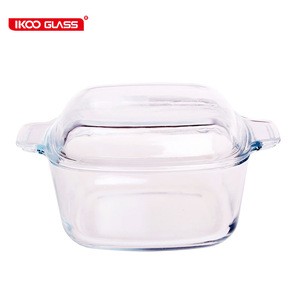 Borosilicate glass pot for cooking casserole with lid 1.0L table service glass pot oven safe glass casserole