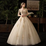 Bridal dress slimming French champagne tassel off-shoulder wedding dress