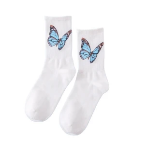 Butterfly colorful cotton new fashion cool wholesale sport style women socks