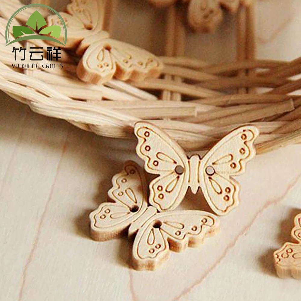 Butterfly Wooden Button For Kids Cloth Wood Craft Button