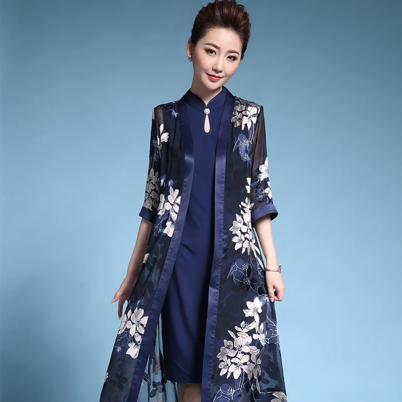 Buy Fashion Long Pure Silk Cheongsam Dress Online