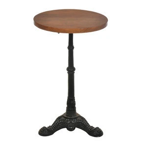 Cafe round cast iron base Wooden Top bistro table