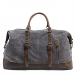 Canvas With Genuine Leather Duffle Bag Large Capacity Waterproof Hiking Vintage Travel Luggage Bags Canvas Tote Bag