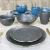 Import Ceramic stoneware mat black color speckle pattern metallic rim handmade tableware set from China