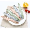 Cheap stock stainless steel vegetable fruit peel off cutter kitchen knife colorful handle paring knife with cover fruit knife