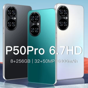 China brand smart phone P50 pro 10core MTK6889 6.7inch water drop screen 8GB+256GB 32MP+50MP 6800mah android11.0 wholesale price