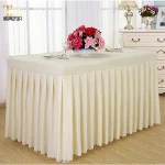 China factory elegant polyester yarn table skirting different designs table skirt for wedding