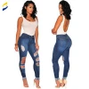 China factory supplier cheap womens jeans slim fit ripped colombian butt lift jeans wholesale for women