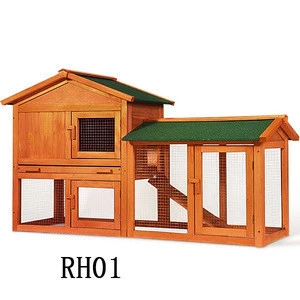 China manufacturer custom 2 story double large outdoor garden wooden pet bunny rabbit house cage hutch