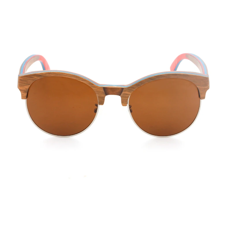 China Wholesale Half Frame Semi-rimless Handmade Wooden Sunglasses Custom Logo Polarized Skateboard Wood Sun Glasses Sunglasses