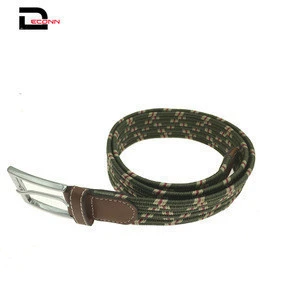 Chinese Factory Promotion Cheap Colorful Mens Multicolor Elastic Canvas Fabric Woven Braided Stretch Webbed Belt with PU tip