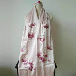 Chinese Ladies Scarf Shawl Floral Custom Printed Women 100% pure Silk Square Shawl