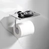Chrome Wall Mounted Zinc alloy Paper Toilet Holder With Mobile Phone Shelf