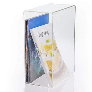 Clear plexiglass brochure box transparent acrylic bookcase
