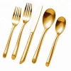 Contemporary and Modern Wave Cutlery Golden Utensils 20 Piece Service for 1 4 Stainless Steel 304 Gold Wedding Flatware Sets