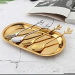 Creative Colorful Leaf Shaped Spoon Stainless Steel Tea Coffee Ice Cream Spoon Set Flatware set