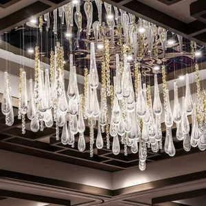Creative personality water drop pendant luxury crystal chandelier lighting design staircase chandelier