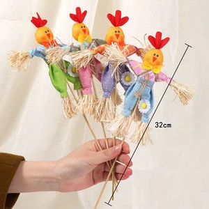 CU2706 Rabbit Shaped Easter Stick , Easter Bunny Decoration , Easter Straw Rabbit
