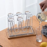 Cup Drying Rack Stand, Metal Steel Mug Holder Hanger Kitchen Stand Organizer Drinkware Drying Rack with 6 Hook