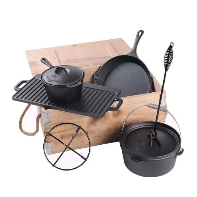 Custom decal size kitchen camping pot whole cast iron enamel cookware set
