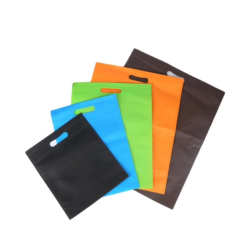 Custom eco-friendly die cut non woven fabric d cut handle shopping bags