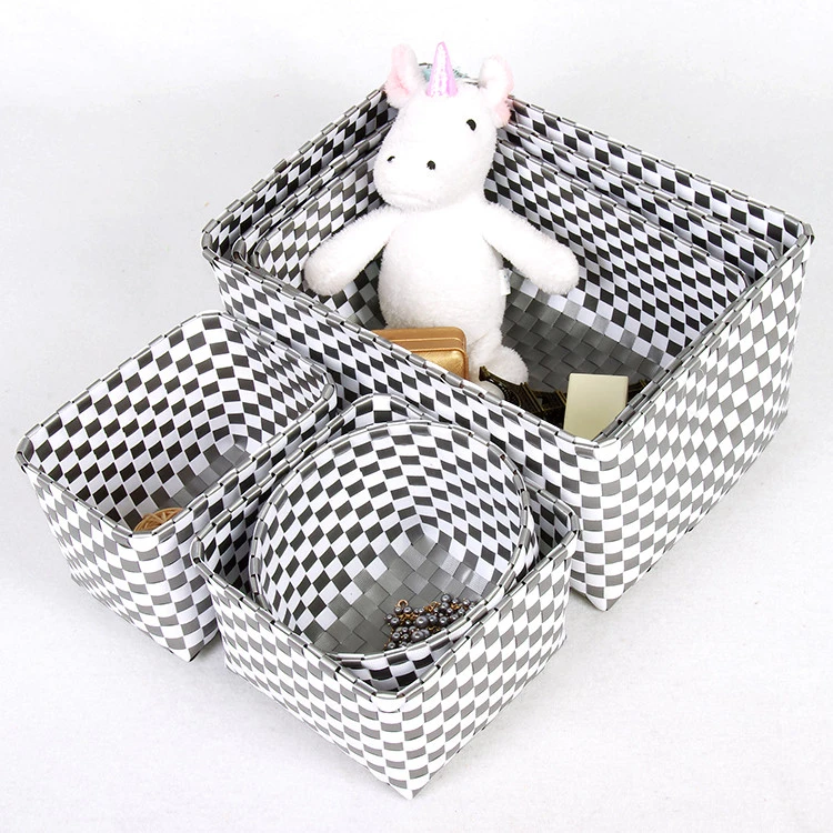 Custom Plastic PP Woven Storage Basket Multi-function Baby Clothing And Toys Home Storage Box Sets