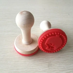 custom silicone cake biscuit cookie stamps with wood handle