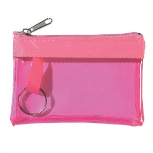 Custom Translucent Kids Coin Purse Zippered Coin Pouch Promotional Coin Bags with Keyrings