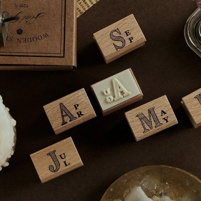 Custom wooden educational stamps