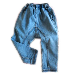 customer brand kids stretch waist vintage wash denim blue jeans long Harem pants for infant baby boys
