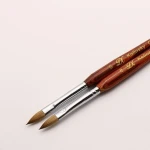 Customized Acrylic Nail Art Brush Quality Kolinsky Oval Paint Brushes in Wood Finish