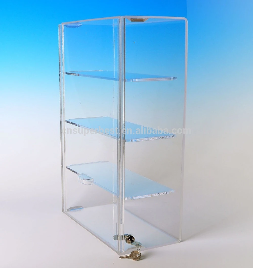 Customized clear acrylic display case cabinet/display case with shelf