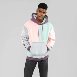 Customized high quality hip hop fashion color block cotton hoodies oversized unisex fleece Pullover hoodie