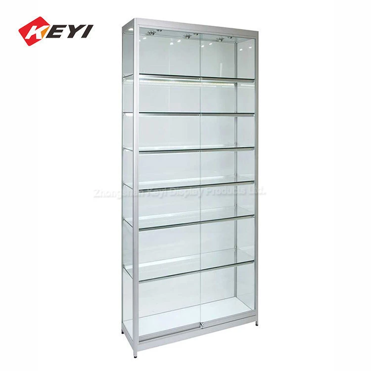 Customized Low Price High Quality Aluminum Frame Glass Cabinet Display / Glass Display Cabinet With Wheels