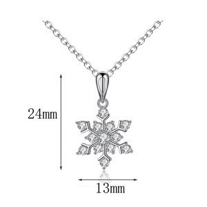 >>>Cute Crystal Necklace Silver Tiny Snow Flower Necklace For Women Agent