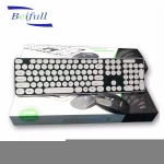 Cute Round key cap wireless mouse and keyboard combos with keyboard cover as gift