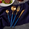 Cutlery Black Gold Plated Stainless Steel Metal Steak Knife Fork And Spoon Set