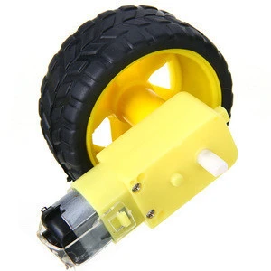 DC Electric Motor with Plastic Toy Car Tire Wheel 3-6V Dual Shaft Geared TT Magnetic Gearbox Engine