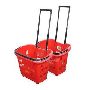 DDH-602 Shopping basket 2 wheels supermarket basket 30 L shopping mall basket